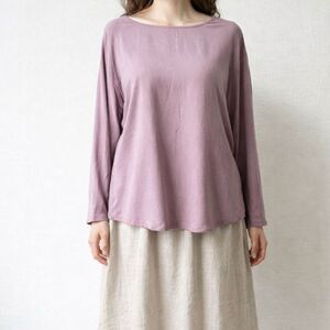 Holte purple Lagenlook Textured long sleeve silk top womens plus size 2X